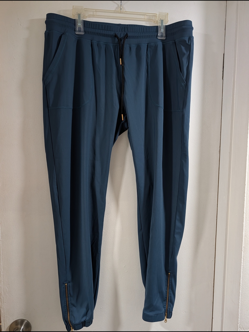 Zyia Active Women's Dark Teal Athletic Jogger Pants with Zip Ankles